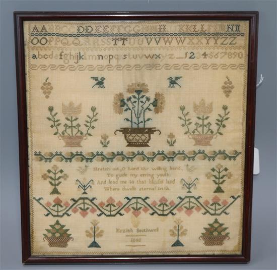 A Victorian sampler dated 1840 by Keziah Southwell 32.5 x 30cm